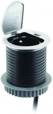 Bloc bureau ø 60 mm à clapet 1 prise + chargeur usb. disponible abidjan cote d'ivoire.