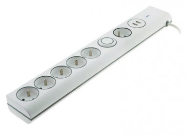 Bloc multiprise parafoudre 6 prises 16a + 2 usb - thomson. disponible abidjan cote d'ivoire.