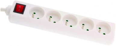 Blocs multiprises standards avec interrupteur 5x16a h05vv-f 3g1mm² 1 mètre 3680w-230v~ - blanc. disponible abidjan cote d'ivoire.