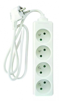 Blocs multiprises standards sans interrupteur 4 pc +t 16 a câble h05vv-f 3g1mm² 1 mètre 3680w-230v~ - blanc. disponible abidjan cote d'ivoire.