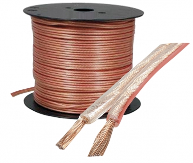 Bobine de câble pour enceinte section 2 x 1,5 mm2 gaine transparente - touret de 100 m. disponible abidjan cote d'ivoire.