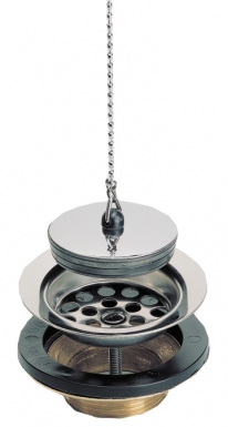 Bonde à bouchon - évier grès - laiton - plateau inox - chaînette - 40x49 - blister. disponible abidjan cote d'ivoire.