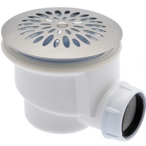 Bonde douche siphoïde ø 90 pvc - sortie horizontale jk ø 40 - grille inox. disponible abidjan cote d'ivoire.