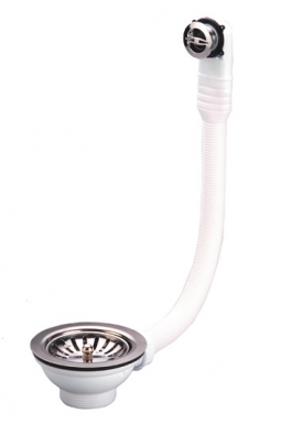 Bonde à panier manuelle - trop-plein - ø 90 - polypro - plateau/panier inox - 40x49 - blister. disponible abidjan cote d'ivoire.