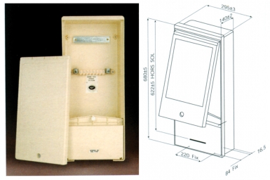 Borne pavillonnaire nf france télécom hxlxp: 680x295x104 coloris beige. disponible abidjan cote d'ivoire.