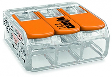 Borne pour 3 conducteurs avec levier de manipulation transparent - 4,00 mm2 - cond. disponible abidjan cote d'ivoire.