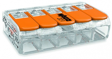 Borne pour 5 conducteurs avec levier de manipulation transparent - 4,00 mm2 - cond. disponible abidjan cote d'ivoire.