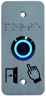 Bouton poussoir acier inoxydable sur plaque contact no + nf halo lumineux led bleu. disponible abidjan cote d'ivoire.