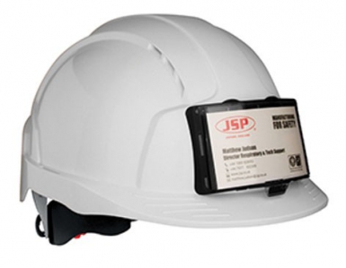 Casque de chantier evolite en abs - blanc - serrage crémaillère - ventilé - avec porte badge. disponible abidjan cote d'ivoire.
