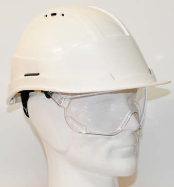 Casque de protection en abs + lunettes en polycarbonate - coloris bleu. disponible abidjan cote d'ivoire.