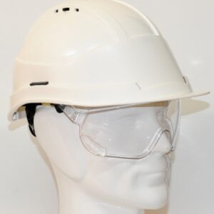 Casque de protection en abs + lunettes en polycarbonate - coloris rouge. disponible abidjan cote d'ivoire.