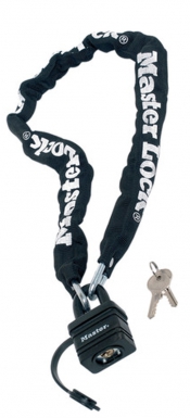 Chaîne en acier cémenté 90 cm x ø 6 mm cadenas 40 mm gaine nylon noire. disponible abidjan cote d'ivoire.