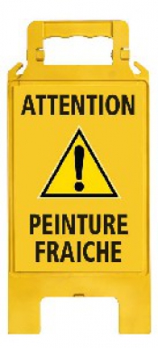 Chevalet "attention peinture fraiche" - jaune, marquage noir. disponible abidjan cote d'ivoire.