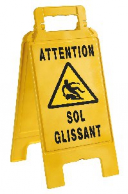 Chevalet "attention sol glissant" - jaune, marquage noir. disponible abidjan cote d'ivoire.