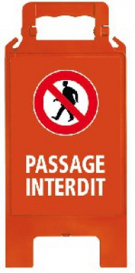 Chevalet "passage interdit" - rouge, marquage blanc. disponible abidjan cote d'ivoire.