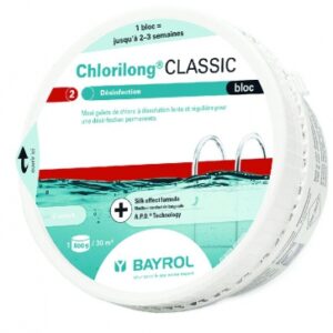 Chlore lent chlorilong classic - galet 500 g. disponible abidjan cote d'ivoire.