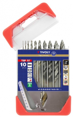 Coffret 10 forets métaux hss taillé meulé affûtage tivoly smart point ø 1 à 10 mm. disponible abidjan cote d'ivoire.