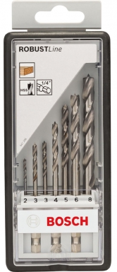 Coffret 7 forets bois - 6 pans 1/4" - ø 2-3-3-4-5-6-8 mm. disponible abidjan cote d'ivoire.