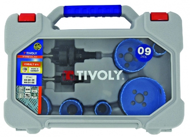 Coffret 9 pièces - 6 scies cloches bi-métal cobalt 8% ø 22 à 68mm + 2 pilotes + 1 clé allen. disponible abidjan cote d'ivoire.