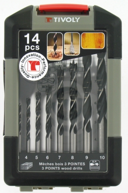 Coffret de 14 mèches bois slr recto - 3 pointes. disponible abidjan cote d'ivoire.