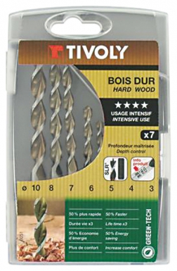 Coffret de 7 mèches bois green-tech - ø 3 à 10 mm. disponible abidjan cote d'ivoire.