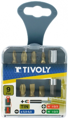 Coffret de 9 pièces titane - embouts de vissage mixtes + 1 porte-embouts. disponible abidjan cote d'ivoire.