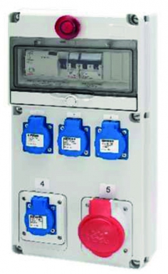 Coffret de chantier triphasé + neutre ip44 4x230v 16a+1x400v 16a+au- fr60333. disponible abidjan cote d'ivoire.