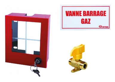 Coffret vanne barrage gaz rg8 + plaque informative f blanc l rouge. disponible abidjan cote d'ivoire.
