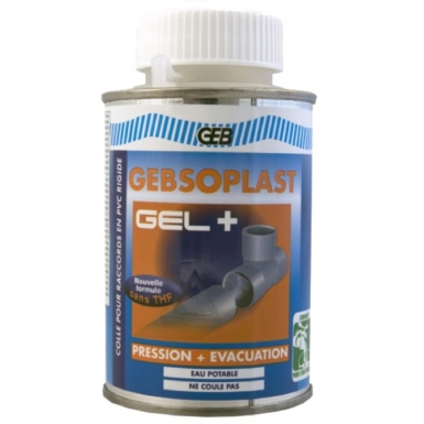 Colle gebsoplast gel+ pour pvc rigide - boîte de 250 ml + pinceau - évacuation / pression. disponible abidjan cote d'ivoire.