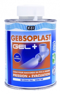 Colle gebsoplast gel+ pour pvc rigide - boîte de 500 ml + pinceau - évacuation / pression. disponible abidjan cote d'ivoire.