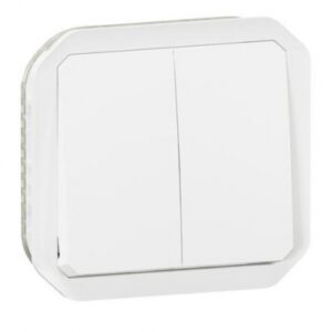 Commande double étanche pour réaliser 3 fonctions plexo ip55 ik08 avec enjoliveur finition blanc. disponible abidjan cote d'ivoire.
