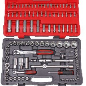 Composition de 111 outils 1/4" et 1/2" - cliquets - rallonges - poignées - douilles - chromé. disponible abidjan cote d'ivoire.