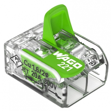 Connecteur d'épissure avec leviers gamme verte - borne pour 2 conducteurs avec levier de manipulation - 4,00 mm2 - cond. disponible abidjan cote d'ivoire.