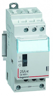 Contacteur domestique cx³ silencieux bobine 230v~ - 3p 400v~ - 25a - contact 3f - 2 modules. disponible abidjan cote d'ivoire.