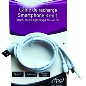 Cordon de rechange 3en1 smartphone pour appareil lightning (iphone) type c et micro usb entrée usb. disponible abidjan cote d'ivoire.