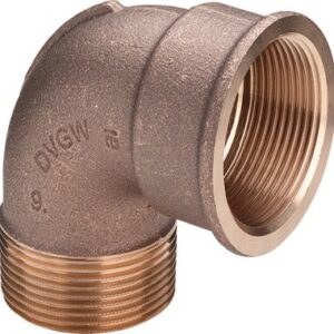 Coude 90° bronze n° 3092 mâle-femelle petit rayon - filetage 12 x 17. disponible abidjan cote d'ivoire.
