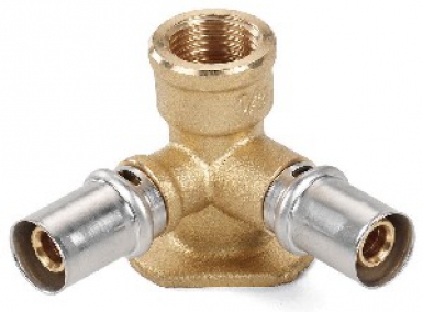 Coude applique double fluxo à sertir, femelle à visser 16x1/2". disponible abidjan cote d'ivoire.