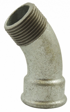 Coude n°40 - 45° mâle-femelle, galva, filetage 26x34. disponible abidjan cote d'ivoire.