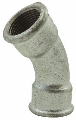Coude n°41 - 45° femelle, galva, filetage 33x42. disponible abidjan cote d'ivoire.