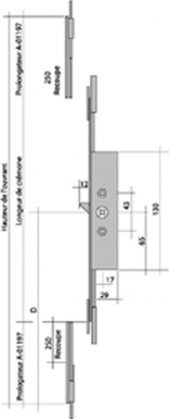 Crémone têtière f17 - hauteur 278 mm - sans panneton ​. disponible abidjan cote d'ivoire.