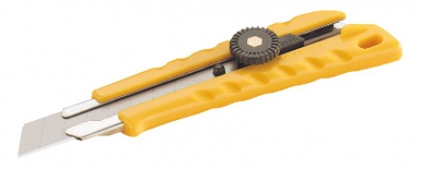 Cutter 18 mm olfa l1 gros travaux -- lame sécable 18 mm - corps en plastique dur jaune - guide lame acier. disponible abidjan cote d'ivoire.