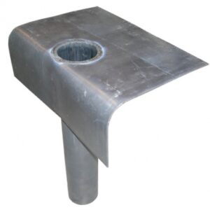 Cuvette d'eau pluviale en plomb - platine 333 x 333 x 2,5 mm - tube ø 70/75 mm. disponible abidjan cote d'ivoire.