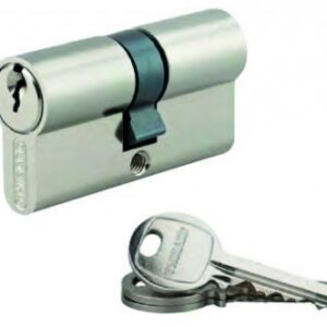 Cylindre court profilé européen c50 symétrique 25x25 mm nickelé. disponible abidjan cote d'ivoire.