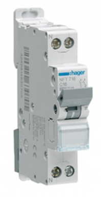 Disjoncteur mjt à bornes décalées 1 ph+n courbe c 6ka - in 20a. disponible abidjan cote d'ivoire.