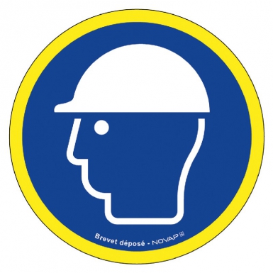 Disque "port du casque obligatoire" dessin blanc fond bleu / liseret fluo, ø 300 mm. disponible abidjan cote d'ivoire.