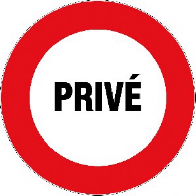 Disque "privé" lettres noires fond blanc/rouge, ø 300 mm. disponible abidjan cote d'ivoire.