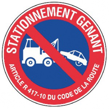 Disque "stationnement interdit stationnement génant" lettres bl. disponible abidjan cote d'ivoire.