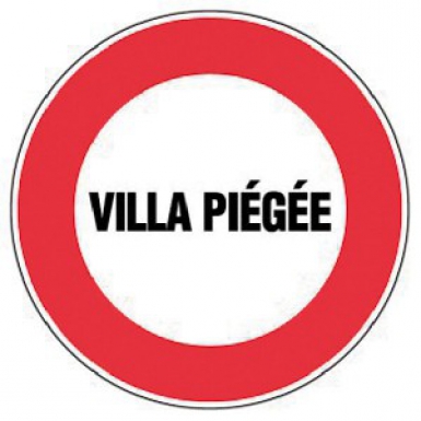 Disque "villa piégée" lettres rouges fond blanc/rouge, ø 300 mm. disponible abidjan cote d'ivoire.