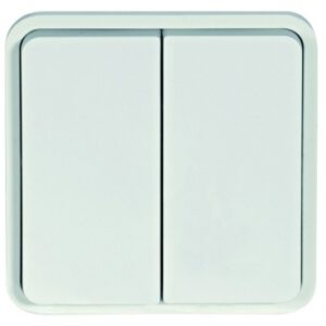 Double poussoir inverseur 1o/1f 10ax 250 v coloris blanc. disponible abidjan cote d'ivoire.