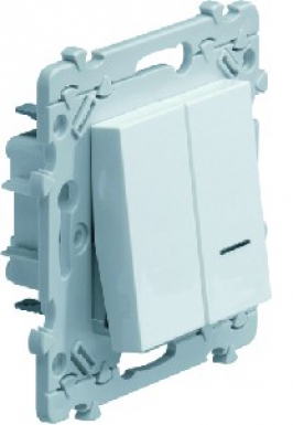 Double poussoir à voyant et sans voyant 10a 250 v connexion sanvis - coloris blanc pure. disponible abidjan cote d'ivoire.